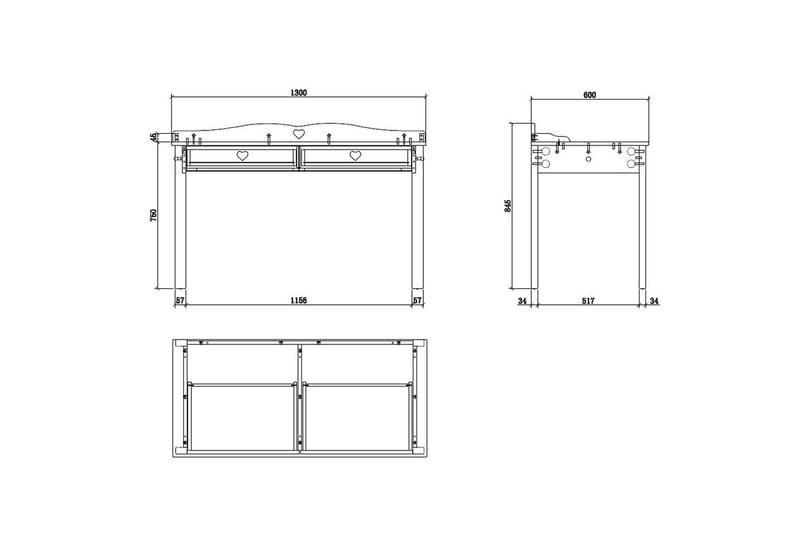 Seng med nattbord garderobe skrivebord Amori Hvit 3-dører - 3-dører - Møbler - Senger - Møbelsett til soverom