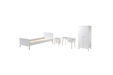 Seng med nattbord garderobe skrivebord Billy Hvit - Møbler - Senger - Møbelsett til soverom