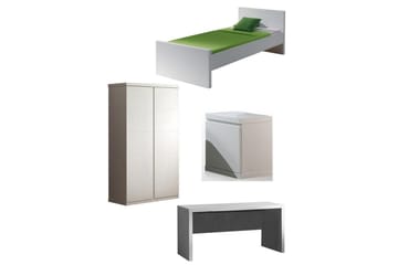 Seng med nattbord garderobe skrivebord Lara - Møbler - Senger - Møbelsett til soverom