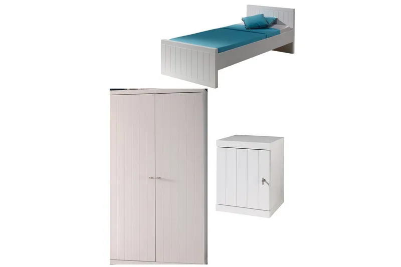 Seng med nattbord garderobeskap Robin