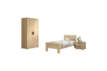 Seng med nattbord to-dørs garderobeskap Sam - Møbler - Senger - Møbelsett til soverom