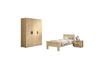 Seng med nattbord tredørs garderobeskap Sam - Møbler - Senger - Møbelsett til soverom