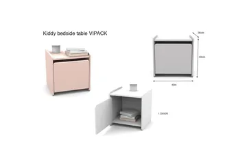 Seng med nattbord Vegghyller Kiddy Rosa - Rosa - Møbler - Senger - Møbelsett til soverom