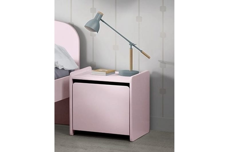 Seng med nattbord Vegghyller Kiddy Rosa - Rosa - Møbler - Senger - Møbelsett til soverom
