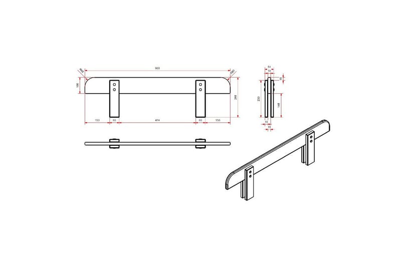 Seng med nattbord Vegghyller Sikkerhetsrail Kiddy Rosa - Rosa - Møbler - Senger - Møbelsett til soverom
