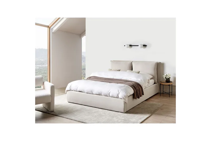 Seng med oppbevaring Bajonna - Beige, 160x200 cm - Møbler - Senger - Senger med oppbevaring