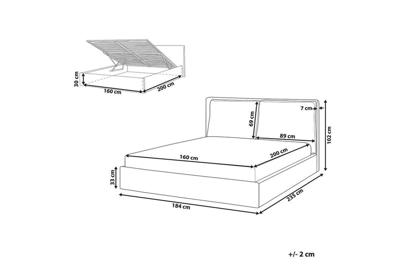 Seng med oppbevaring Bajonna - Beige, 160x200 cm - Møbler - Senger - Senger med oppbevaring