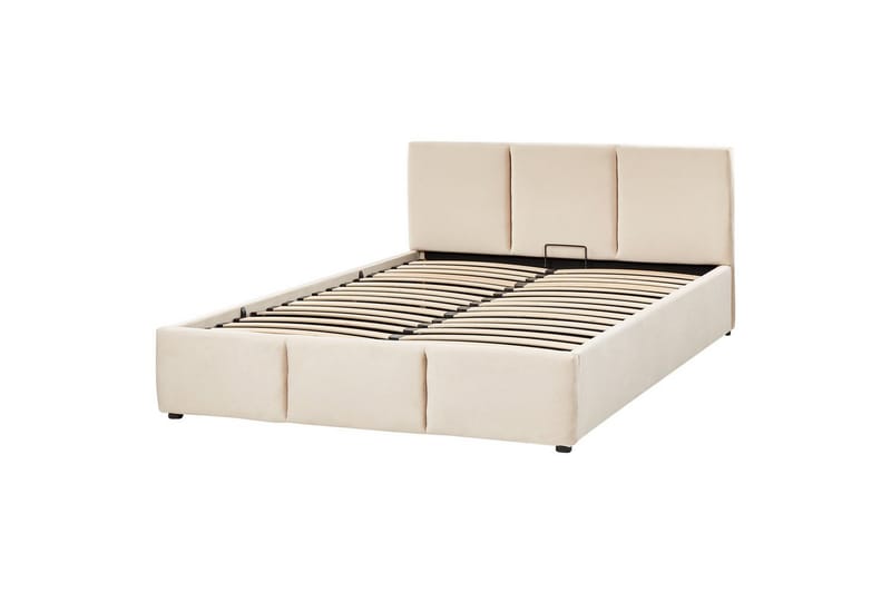 Seng med oppbevaring Bousse - Beige/Fløyel, 160x200 cm - Møbler - Senger - Senger med oppbevaring