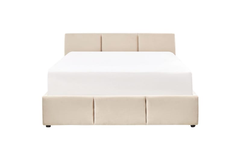 Seng med oppbevaring Bousse - Beige/Fløyel, 160x200 cm - Møbler - Senger - Senger med oppbevaring