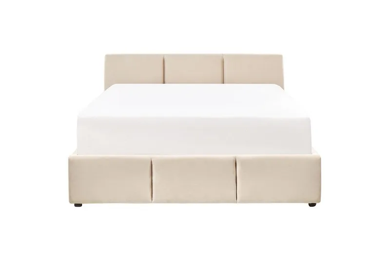 Seng med oppbevaring Bousse - Beige/fløyel, 160x200 cm - Møbler - Senger - Senger med oppbevaring