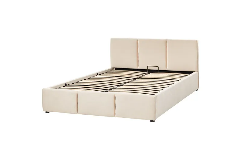 Seng med oppbevaring Bousse - Beige/fløyel, 160x200 cm - Møbler - Senger - Senger med oppbevaring