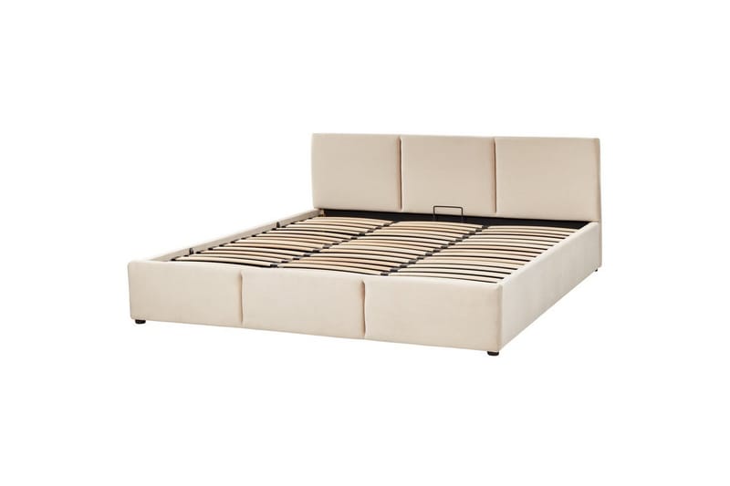 Seng med oppbevaring Bousse - Beige/fløyel, 180x200 cm - Møbler - Senger - Senger med oppbevaring