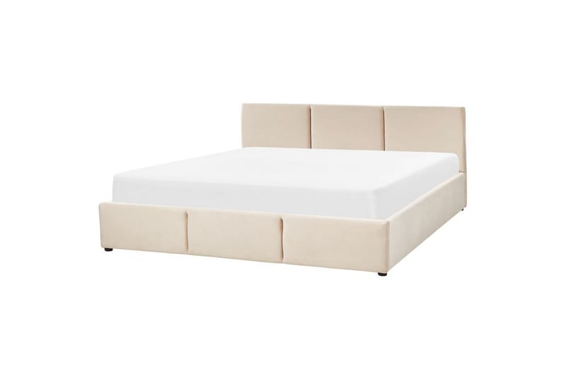 Seng med oppbevaring Bousse - Beige/fløyel, 180x200 cm - Møbler - Senger - Senger med oppbevaring