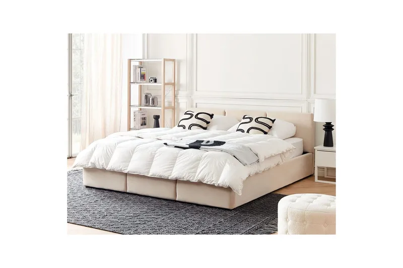 Seng med oppbevaring Bousse - Beige/fløyel, 180x200 cm - Møbler - Senger - Senger med oppbevaring