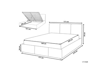 Seng med oppbevaring Bousse - Grå/Fløyel, 160x200 cm - Møbler - Senger - Senger med oppbevaring
