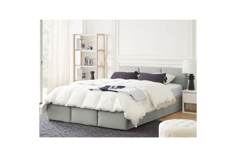 Seng med oppbevaring Bousse - Grå/Fløyel, 160x200 cm - Møbler - Senger - Senger med oppbevaring