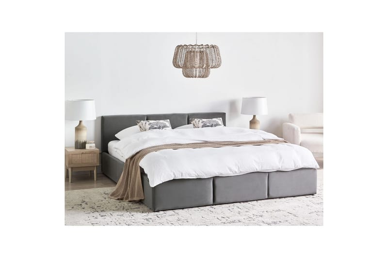 Seng med oppbevaring Bousse - Mørkegrå/fløyel, 180x200 cm - Møbler - Senger - Senger med oppbevaring
