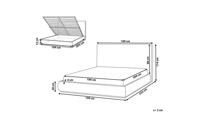 Seng med oppbevaring Campagne - Beige, 180x200 cm - Møbler - Senger - Senger med oppbevaring