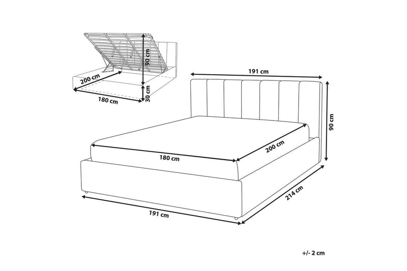 Seng med oppbevaring Dreux - Beige, svart, 180x200 cm - Møbler - Senger - Senger med oppbevaring