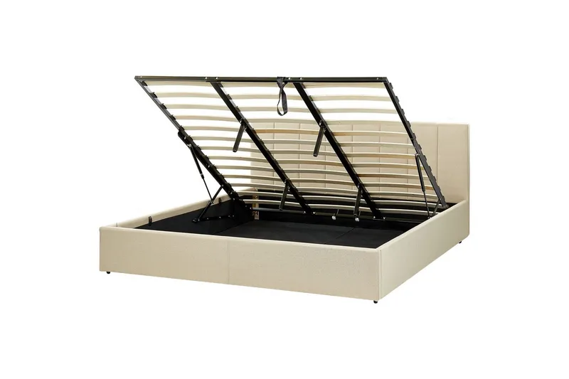 Seng med oppbevaring Dreux, Beige, svart, 180x200 cm