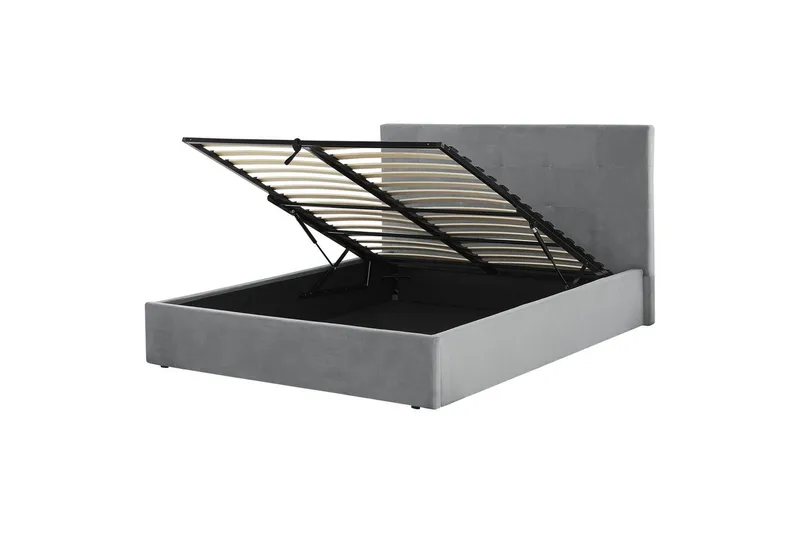 Seng med oppbevaring Lorient, Grå/Fløyel, Grå/fløyel, 160x200 cm