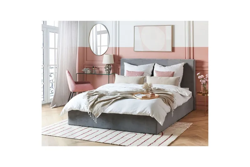 Seng med oppbevaring Lorient - Grå/Fløyel, Grå/fløyel, 160x200 cm - Møbler - Senger - Senger med oppbevaring