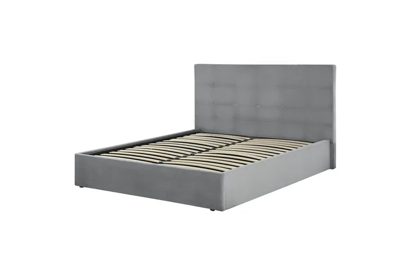 Seng med oppbevaring Lorient - Grå/Fløyel, Grå/fløyel, 160x200 cm - Møbler - Senger - Senger med oppbevaring