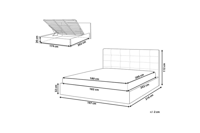 Seng med oppbevaring Lorient - Grå/Fløyel, Grå/fløyel, 180x200 cm - Møbler - Senger - Senger med oppbevaring