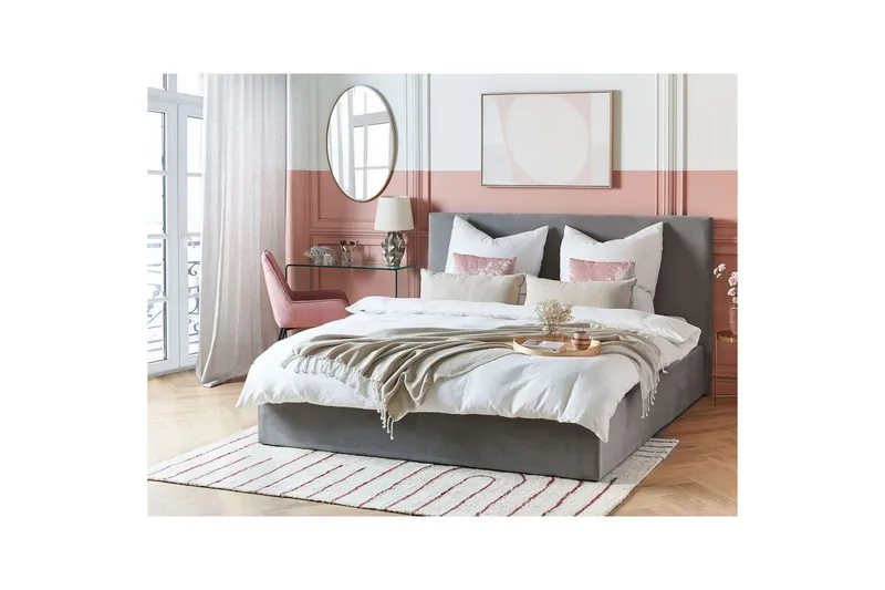 Seng med oppbevaring Lorient - Grå/Fløyel, Grå/fløyel, 180x200 cm - Møbler - Senger - Senger med oppbevaring