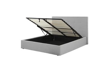 Seng med oppbevaring Lorient - Grå/Polyester, Grå/polyester, 140x200 cm - Møbler - Senger - Senger med oppbevaring