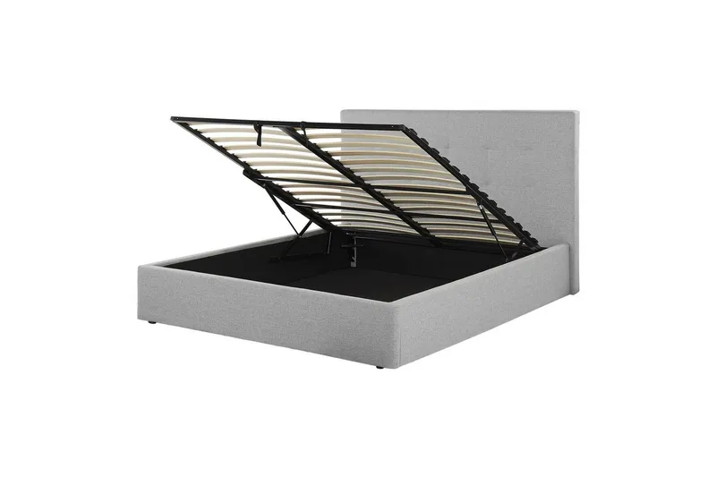 Seng med oppbevaring Lorient, Grå/Polyester, Grå/polyester, 140x200 cm