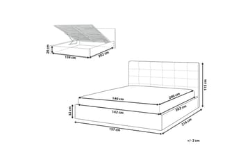 Seng med oppbevaring Lorient - Grå/Polyester, Grå/polyester, 140x200 cm - Møbler - Senger - Senger med oppbevaring