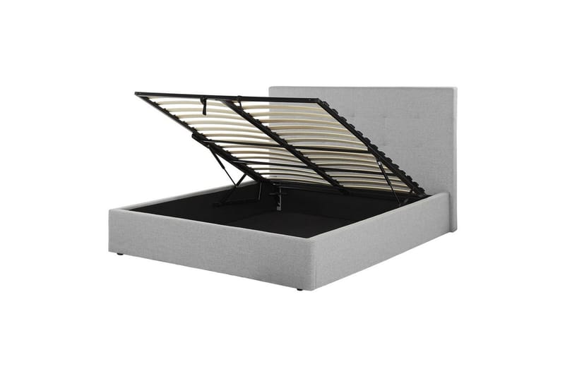 Seng med oppbevaring Lorient, Grå/Polyester, Grå/polyester, 140x200 cm