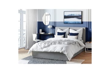 Seng med oppbevaring Lorient - Grå/Polyester, Grå/polyester, 140x200 cm - Møbler - Senger - Senger med oppbevaring