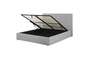 Seng med oppbevaring Lorient - Grå/Polyester, Grå/polyester, 160x200 cm - Møbler - Senger - Senger med oppbevaring