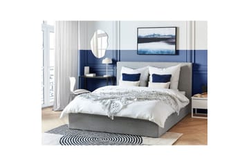 Seng med oppbevaring Lorient - Grå/Polyester, Grå/polyester, 160x200 cm - Møbler - Senger - Senger med oppbevaring