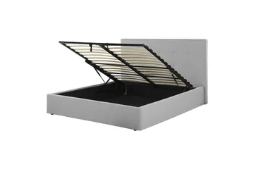 Seng med oppbevaring Lorient - Grå/Polyester, Grå/polyester, 160x200 cm - Møbler - Senger - Senger med oppbevaring