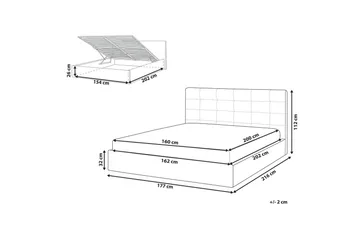 Seng med oppbevaring Lorient - Grå/Polyester, Grå/polyester, 160x200 cm - Møbler - Senger - Senger med oppbevaring
