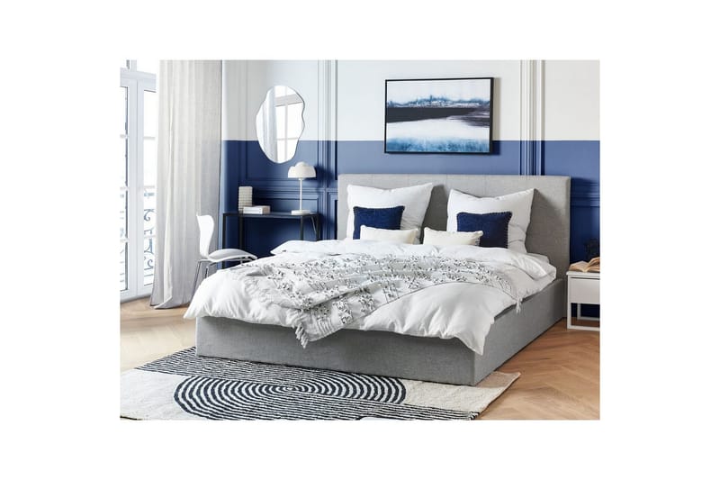 Seng med oppbevaring Lorient - Grå/Polyester, Grå/polyester, 180x200 cm - Møbler - Senger - Senger med oppbevaring