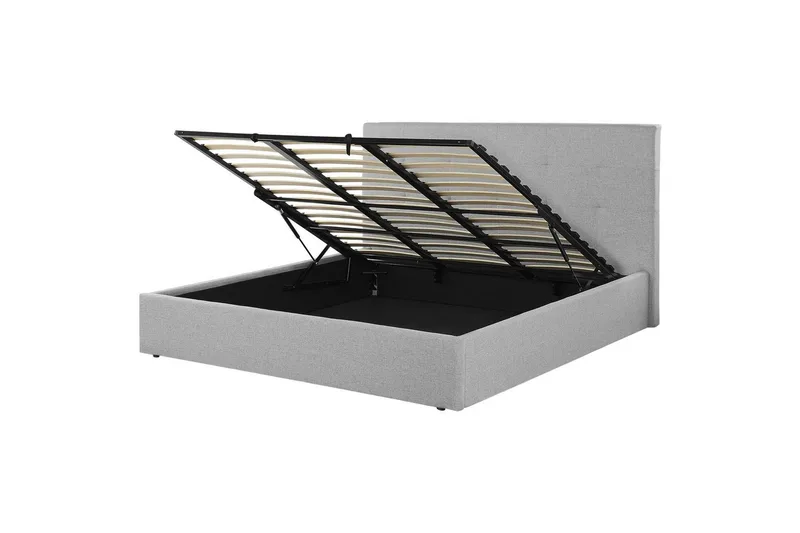 Seng med oppbevaring Lorient, Grå/Polyester, Grå/polyester, 180x200 cm