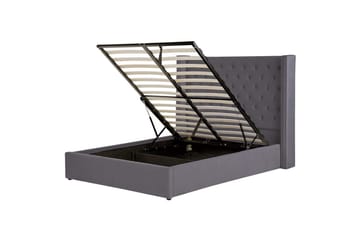 Seng med oppbevaring Lubbon - Grå, Sølv, 140x200 cm - Møbler - Senger - Senger med oppbevaring