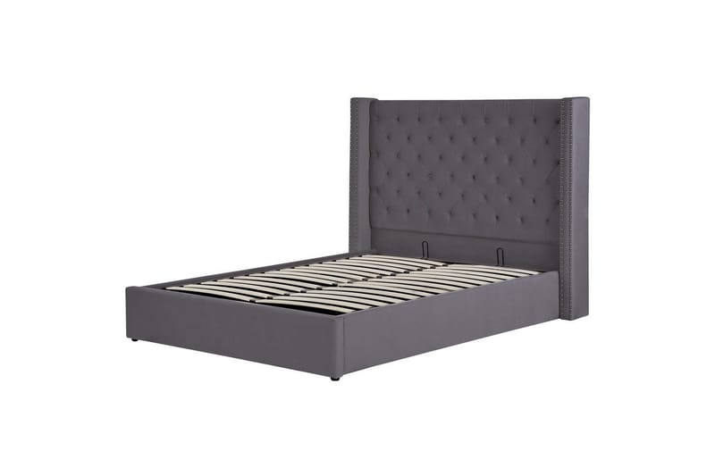 Seng med oppbevaring Lubbon - Grå, Sølv, 140x200 cm - Møbler - Senger - Senger med oppbevaring