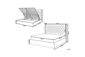 Seng med oppbevaring Lubbon - Grå, Sølv, 140x200 cm - Møbler - Senger - Senger med oppbevaring