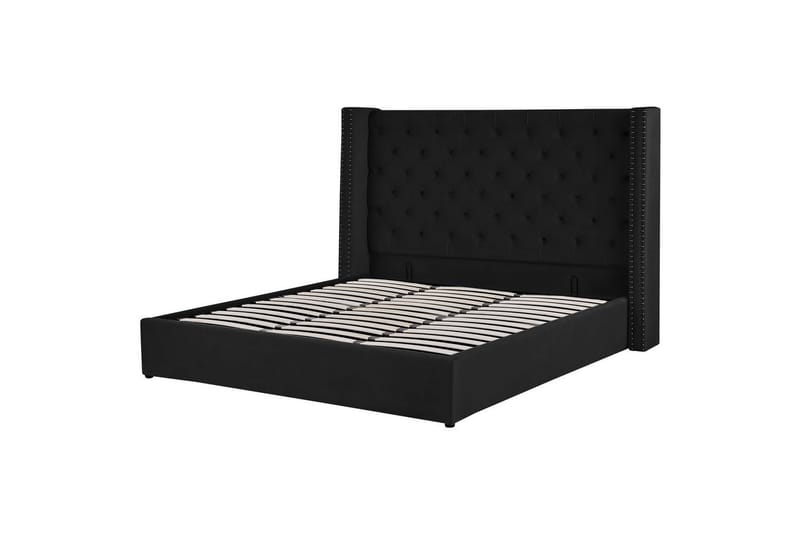 Seng med oppbevaring Lubbon - Svart, Sølv, 180x200 cm - Møbler - Senger - Senger med oppbevaring