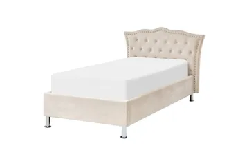 Seng med oppbevaring Metz - Beige, Sølv/Fløyel, 90x200 cm - Møbler - Senger - Senger med oppbevaring