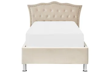 Seng med oppbevaring Metz - Beige, Sølv/Fløyel, 90x200 cm - Møbler - Senger - Senger med oppbevaring