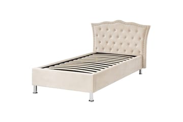 Seng med oppbevaring Metz - Beige, Sølv/Fløyel, 90x200 cm - Møbler - Senger - Senger med oppbevaring