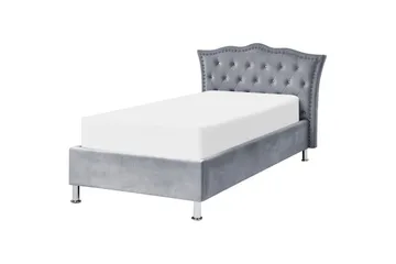 Seng med oppbevaring Metz - Grå, Sølv/Fløyel, 90x200 cm - Møbler - Senger - Senger med oppbevaring