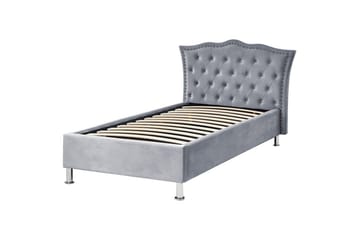 Seng med oppbevaring Metz - Grå, Sølv/Fløyel, 90x200 cm - Møbler - Senger - Senger med oppbevaring