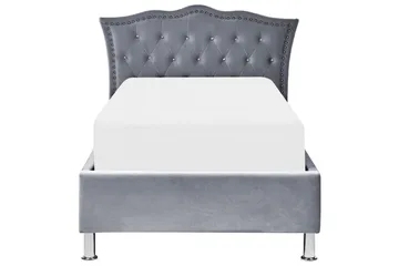 Seng med oppbevaring Metz - Grå, Sølv/Fløyel, 90x200 cm - Møbler - Senger - Senger med oppbevaring